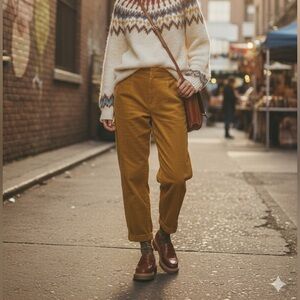 ASOS DESIGN Mustard Yellow Corduroy Balloon Pants - Tapered High Waist Retro 6US